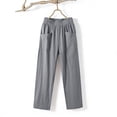 thumbnail image 7 of VBVC Women's Elastic Waist Linen Blend Pants , Cropped Palazzo Pants For Women , Ladies' Lightweight Summer Culottes with Pockets,Gray,S-2XL, 7 of 7