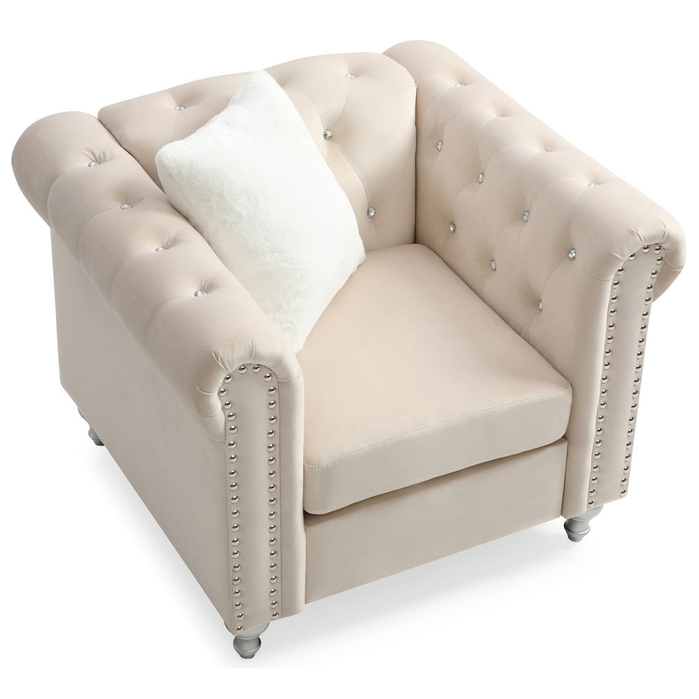 Glory Furniture Raisa Accent Chair in Beige Color
