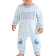 thumbnail image 3 of UACY Infant Baby Boy Easter Day Jumpsuit Clothes Cute Plaid Long Sleeve Romper Bodysuit Soft Sleepsuits Pants (Blue, 0-3M), 3 of 6