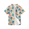 thumbnail image 4 of Abcomgle Kids Hawaiian Shirt Boys Summer Palm Tree Print Hawaii Shirts for Boys Button Down Short Sleeve Tourist Boys Hawaiian Outfit,Turquoise,9-10Years, 4 of 5