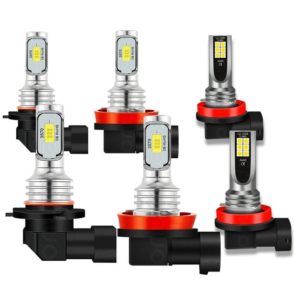 6 Combo 9005 H11 H11 LED Headlight Kit Fog light Bulbs High Low Beam 6000K White