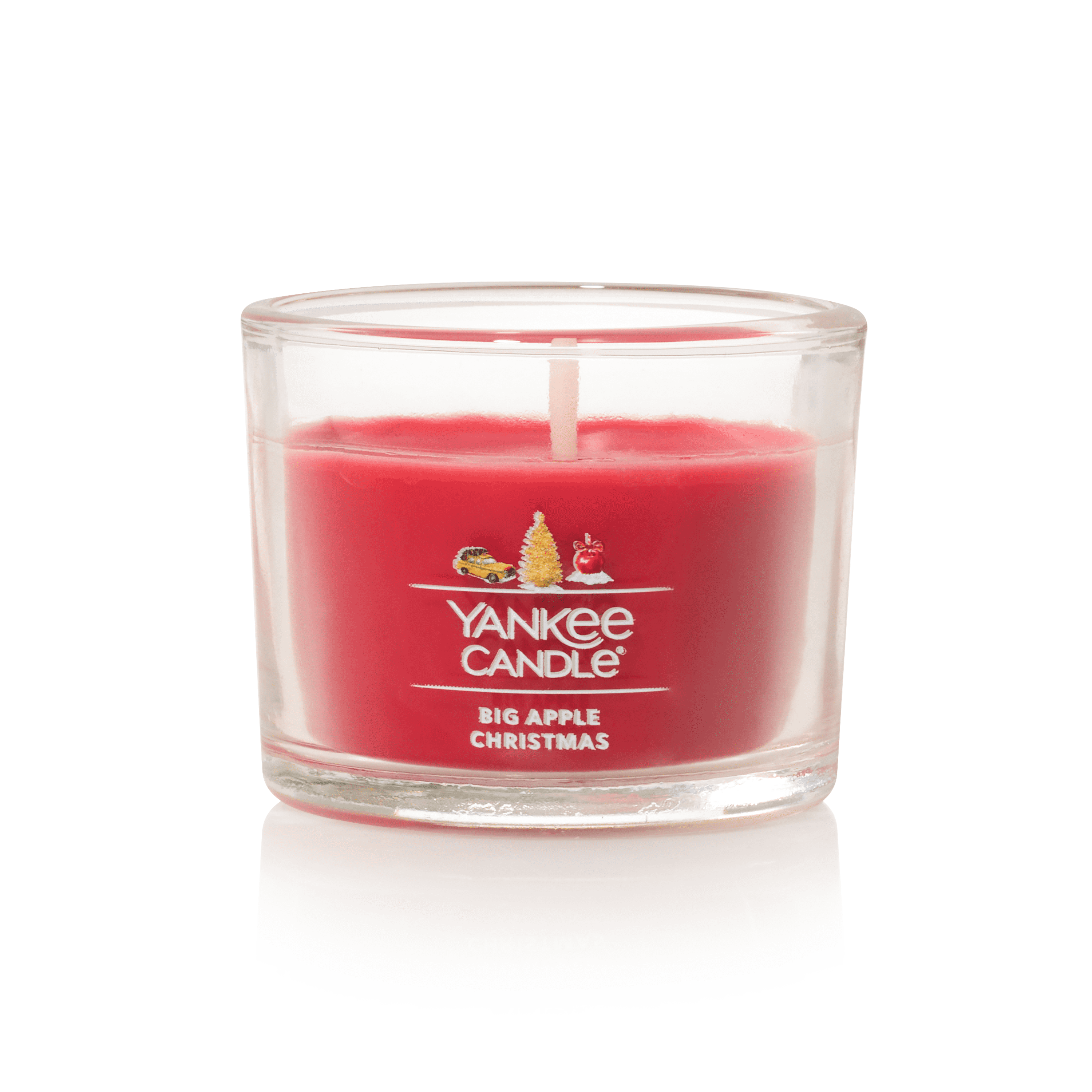 Yankee Candle Signature Votive Mini Candle Jar, Big Apple Christmas Scent, Natural Soy Wax Blend Candle with Natural Fiber Wick, 1.3 oz Glass Jar (Pack of 4)