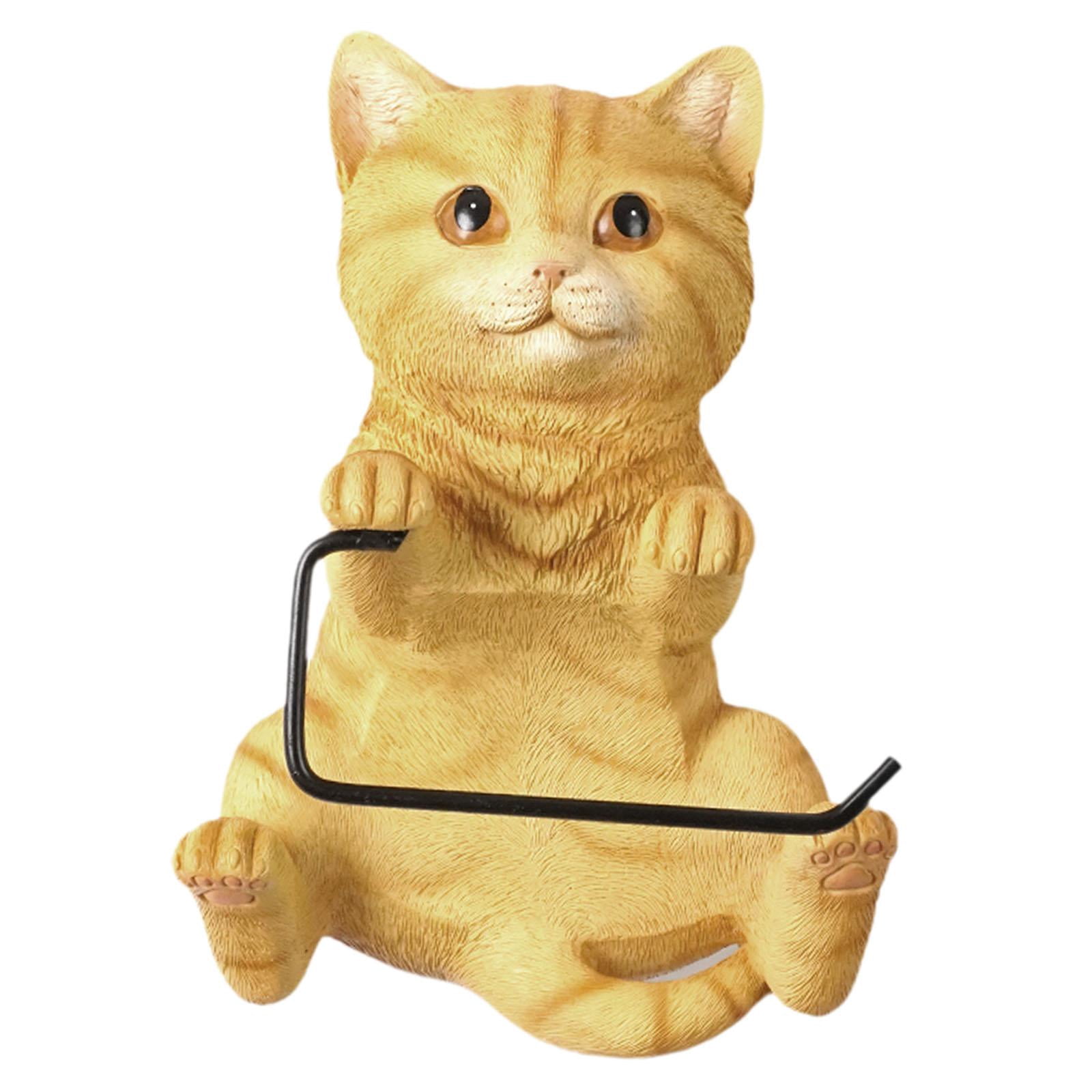 Fiocias Wall Mounted Cat Toilet Paper Roll Holder Bathroom Accessories Premium Resin Yellow