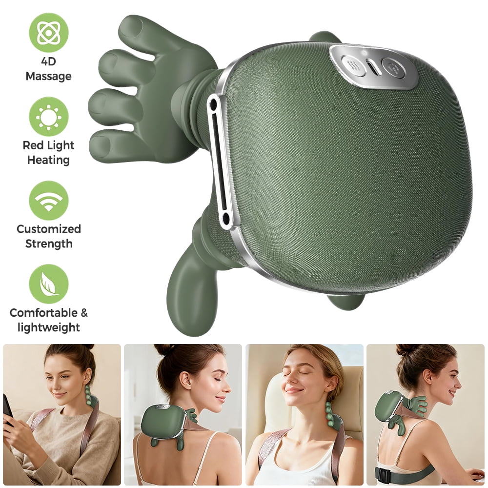 PEPWELL 4D Neck and Shoulder Heat Massager, Wireless Portable Neck Massager, Relieves Muscle Pain, Simulates Deep Tissue Massage of Human Hand, Ideal Gift