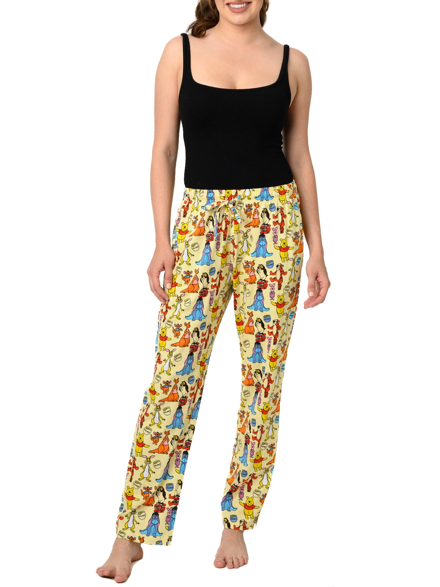 Women s Disney Winnie The Pooh Pajama Pants Loungewear Yellow Eeyore Piglet Owl Walmart