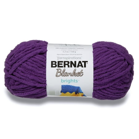 Bernat Blanket Brights 6 Super Bulky Polyester Yarn, Pow Purple 5.3oz/150g, 108 Yards