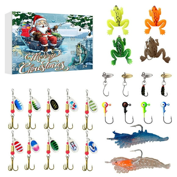 24pc Advent Calendar Fishing Christmas Countdown, Fishing Tackle Advent Calendar For FishAdult Men Teen Boys, Xmas Surprise Gift