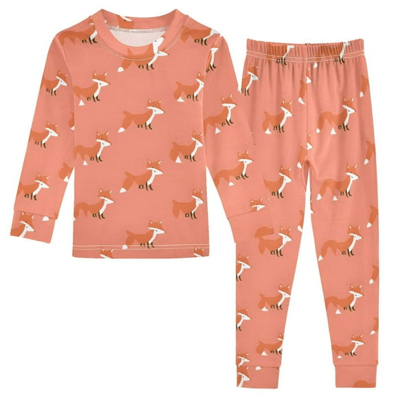 Cute Fox Pattern Cotton Pajamas 2 Piece Set Sleepwear Soft and Comfortable Homewear Nightwear