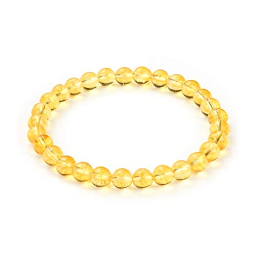 Real Natural Yellow Citrine Bracelet 7 Inch Stretch Gemstone Beaded Bracelet Chakras Healing Crystal Stone Jewelry Women Mom Gift GB6-A27