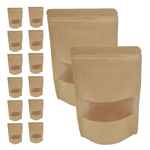 OATIPHO  Stand Up Resealable Kraft Bags for Tea and Snack Storage 50Pcs