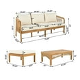 thumbnail image 3 of Christopher Knight Home 3-Piece Outdoor Rattan Sectional Sofa Set with Coffee Table, Beige Cushions, Teak Finish, 3 of 8