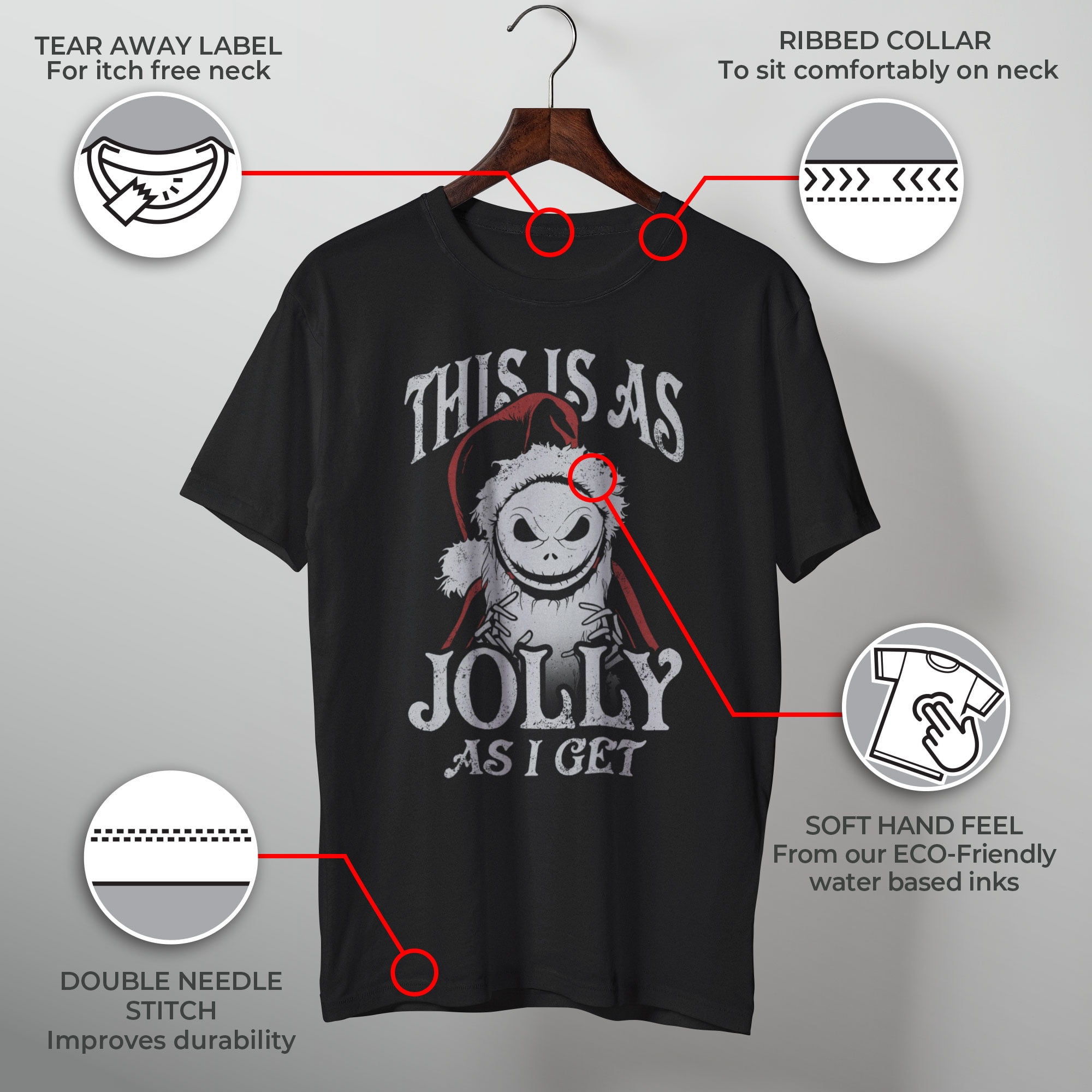 Men's The Nightmare Before Christmas This Is As Jolly as I Get Graphic Tee Black 2X Large