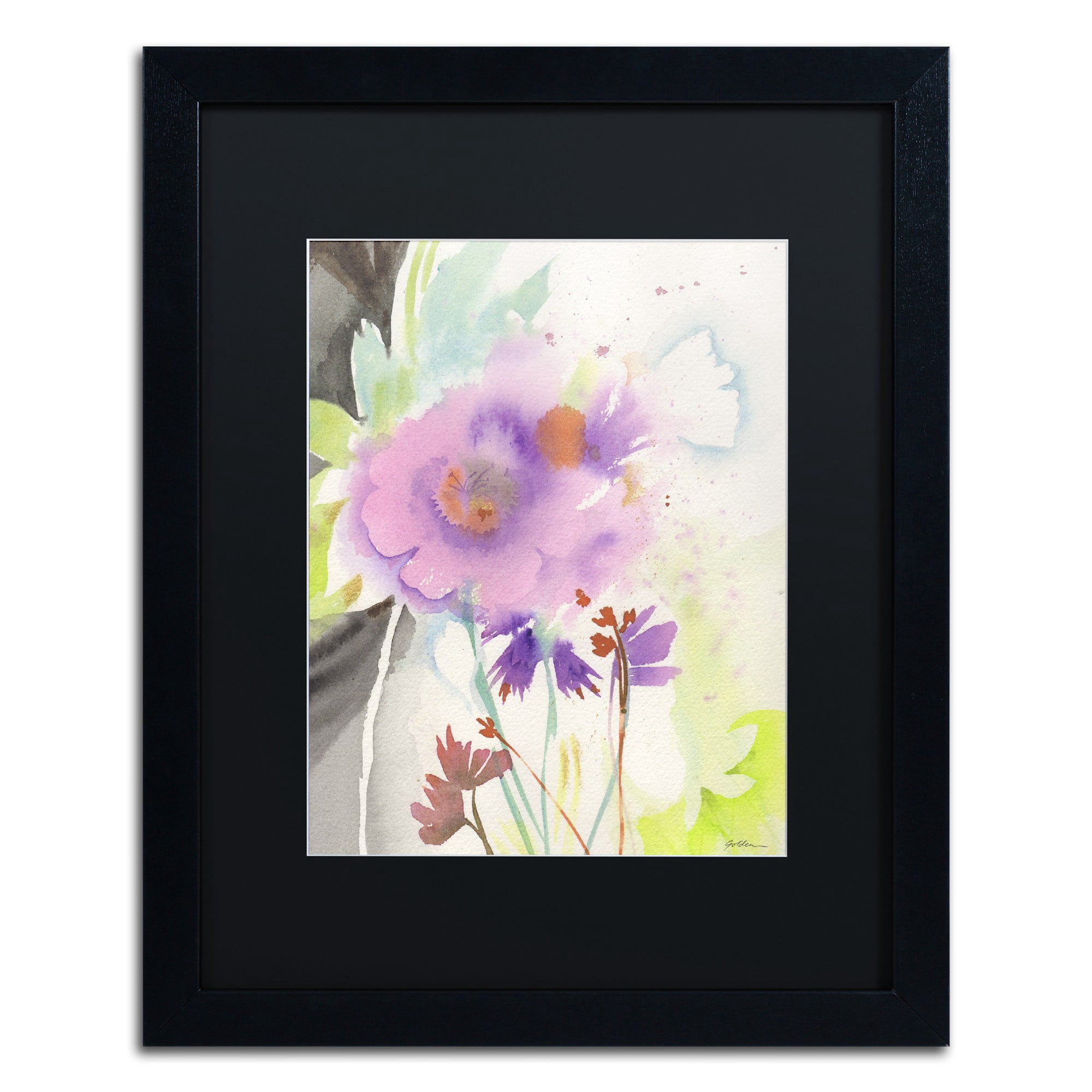 Trademark Fine Art "Mauve Garden Shadows" Canvas Art by Sheila Golden, Black Matte, Black Frame