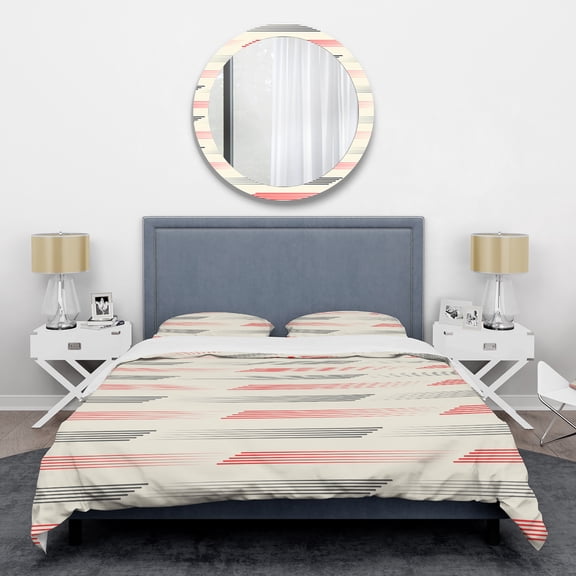 Designart 'Horizontal Retro Geometrical Pattern I' Mid-Century Modern Duvet Cover Set