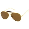 thumbnail image 2 of sunglassLA Unisex Classic Metal Double Nose Bridge Slim Temple Super Flat Lens Aviator Sunglasses 57mm (Gold-Tortoise / Brown) - 57mm, 2 of 4