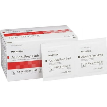 McKesson Alcohol Prep Pads, 2-Ply 70% Isopropyl Alcohol Individually Wrapped Wipes, 100 Count, 1 Pack