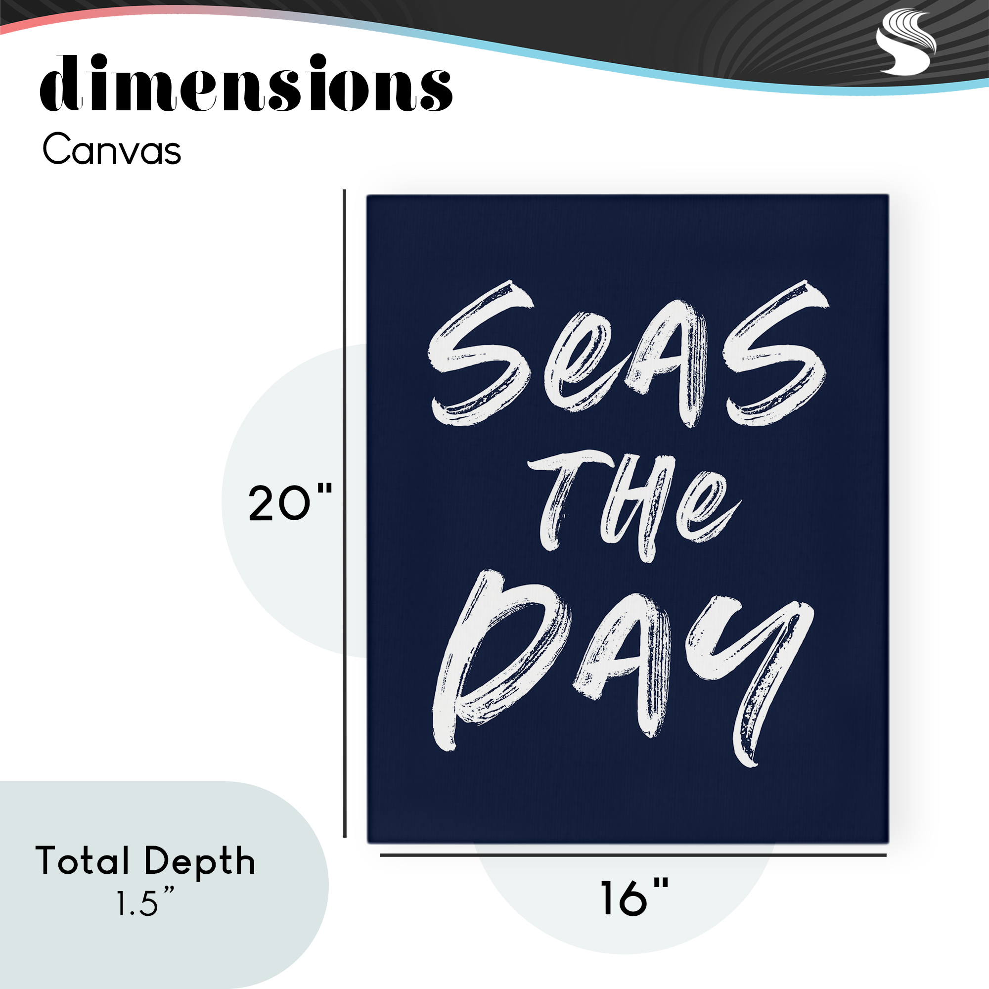 Seas The Day Sentiment Canvas Wall Art, design by Lettered and Lined