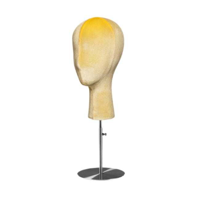 Soporte de exhibición de sombreros con modelo de cabeza de maniquí, base de metal ajustable, soporte de exhibición de sombreros Base de plata amarilla
