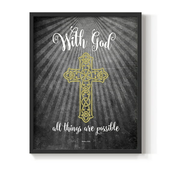 With God Gold Framed Print - Solid Wood in Single Picture Frame Solid Wood 2 Framed Print