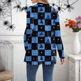 thumbnail image 6 of WTOBBY Women's Lightweight Open Front Cardigan Sweater Long Sleeve Casual Loose Thin Knit With Pockets Halloween Print Cover Up Top For Fall Layering,Blue L, 6 of 6