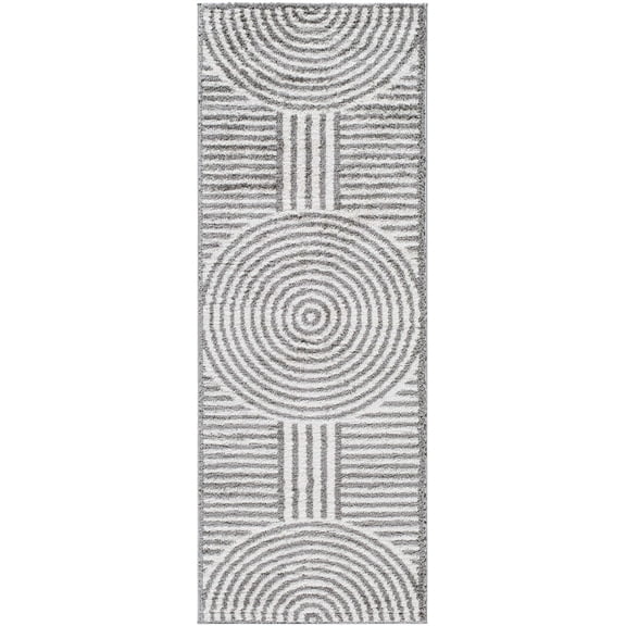 Boutique Rugs Allard Contemporary Runner Rug - Machine Washable - Peach, Charcoal - 2'7" x 7'3" Runner