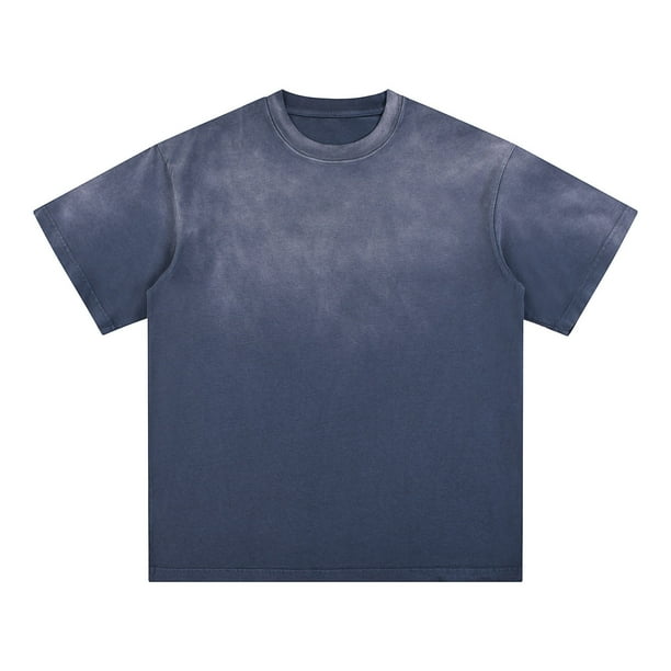 Tops para hombre, blusas y camisas de manga corta con cuello redondo para hombre, camisetas casuales con cuello redondo, deportivas, degradadas y desgastadas para hombre, blusas de licra para hombre