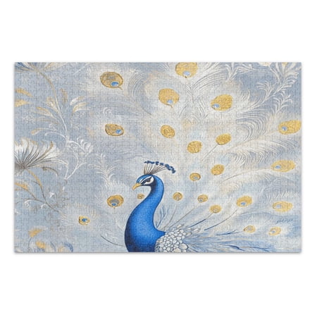WOBOGO Blue Peacock Jigsaw Puzzle Challenge 500 Piece Jigsaw Suitable for Game Night Finished Size 20.5 x 14.9in