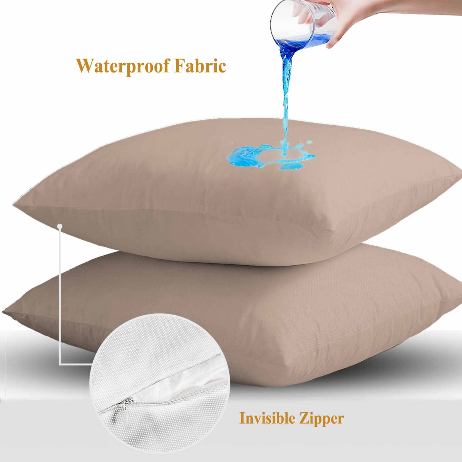 Brown Throw Pillow Covers 16x16 Inch Set of 2, Farmhouse Solid Brown Color Modern Art Waterproof Outdoor Pillow Covers, Decorative Cushion Pillowcases for Couch, Sofa, Bed, Garden, Patio