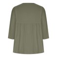 thumbnail image 5 of Mittory Women's Linen Summer Casual 3/4 Sleeve Blouse Loose Fit Crew Neck Tops, 5 of 7