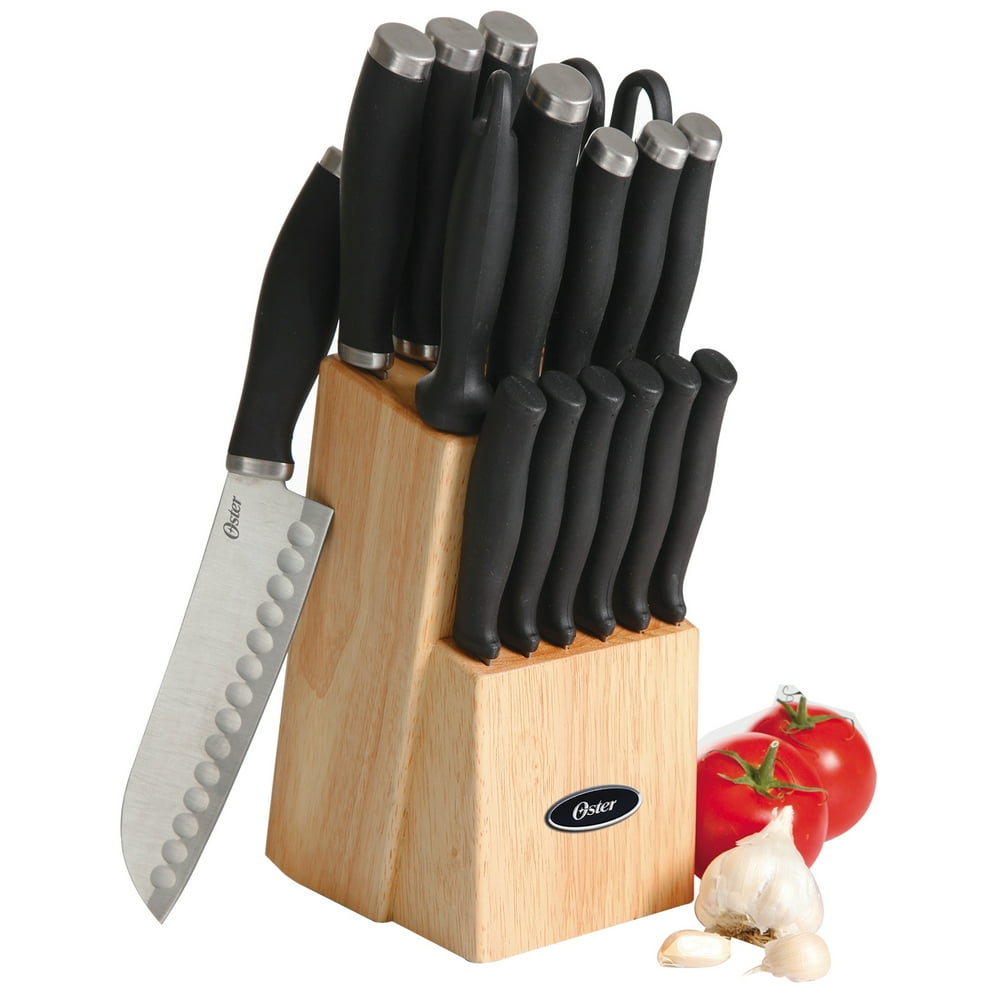 Oster Brentford 17 Piece Stainless Steel Cutlery Knife Set with Rubber