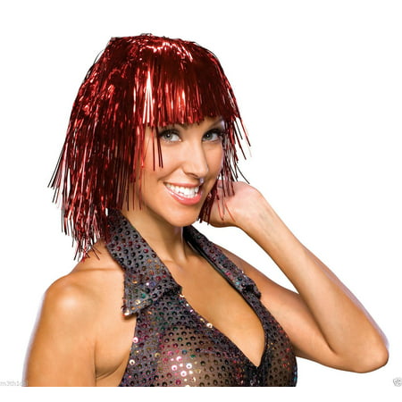 Colorful Tinsel Hair Short Disco Rock 80s Wig Mardi Gras Crazy Costume Accessory