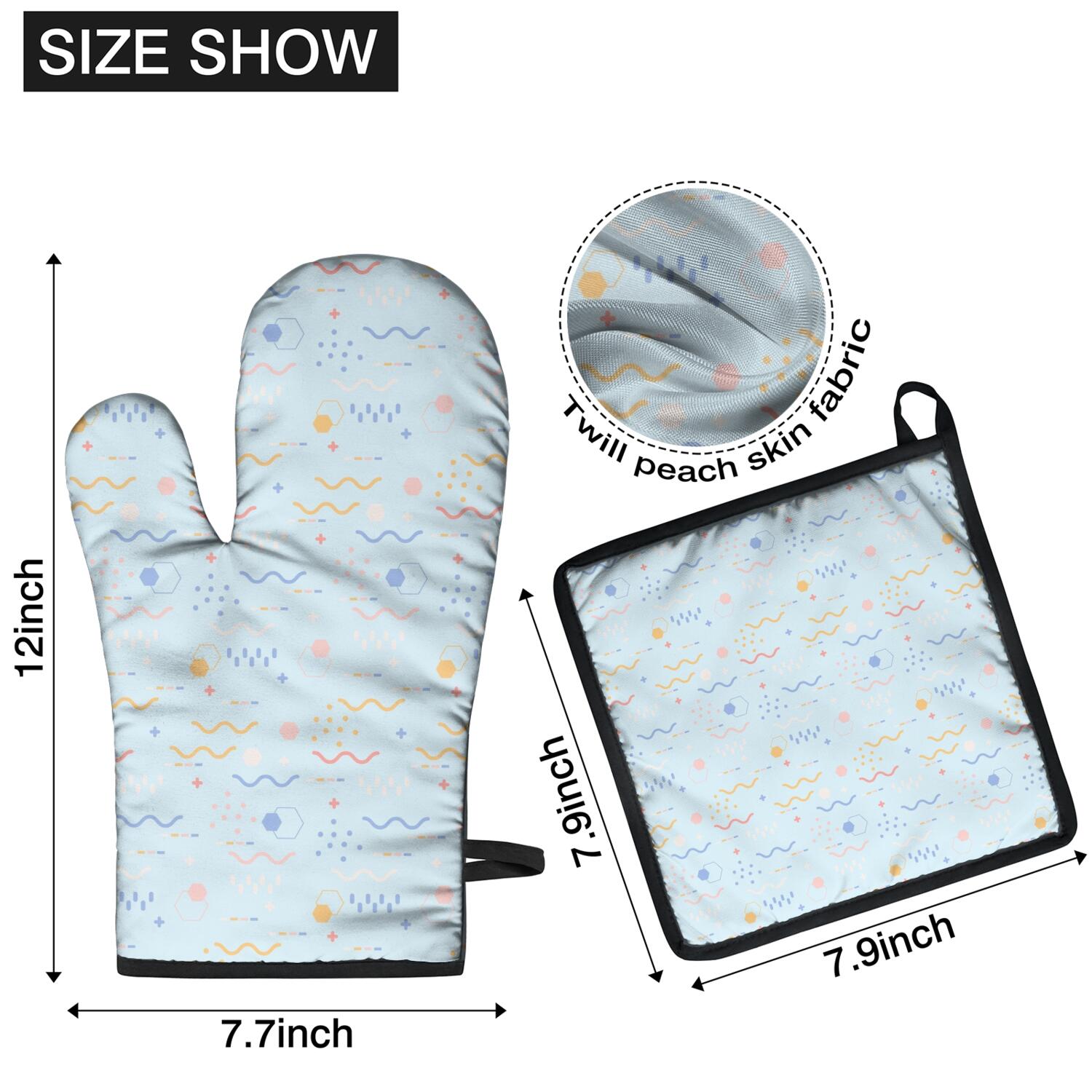 Oven Mitts and Pot Holders Set Of 4, Heat Resistant Kitchen Gloves with Non-Slip Grip, Hanging Loop, Soft Cotton Lining for Baking, Cooking, Grilling, Barbecue