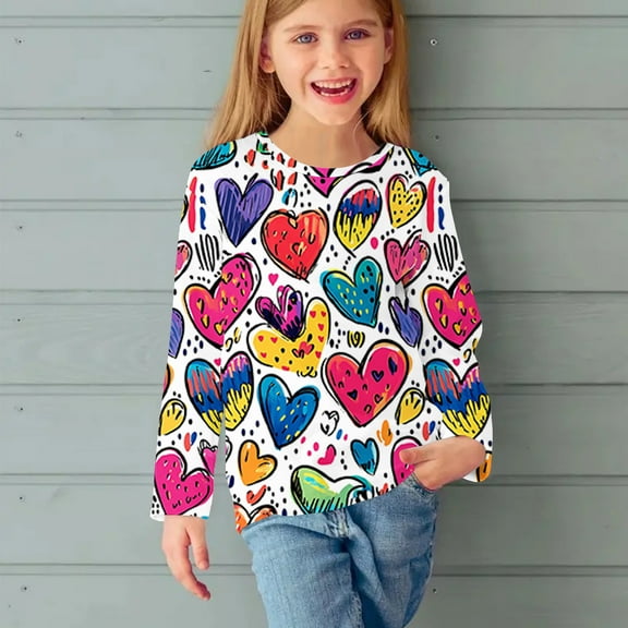 Blczomt Toddler Girl Tshirt Long Sleeve Graphic Cute T Shirts Casual Spring 2025 Basic Tshirts for Kids Girls