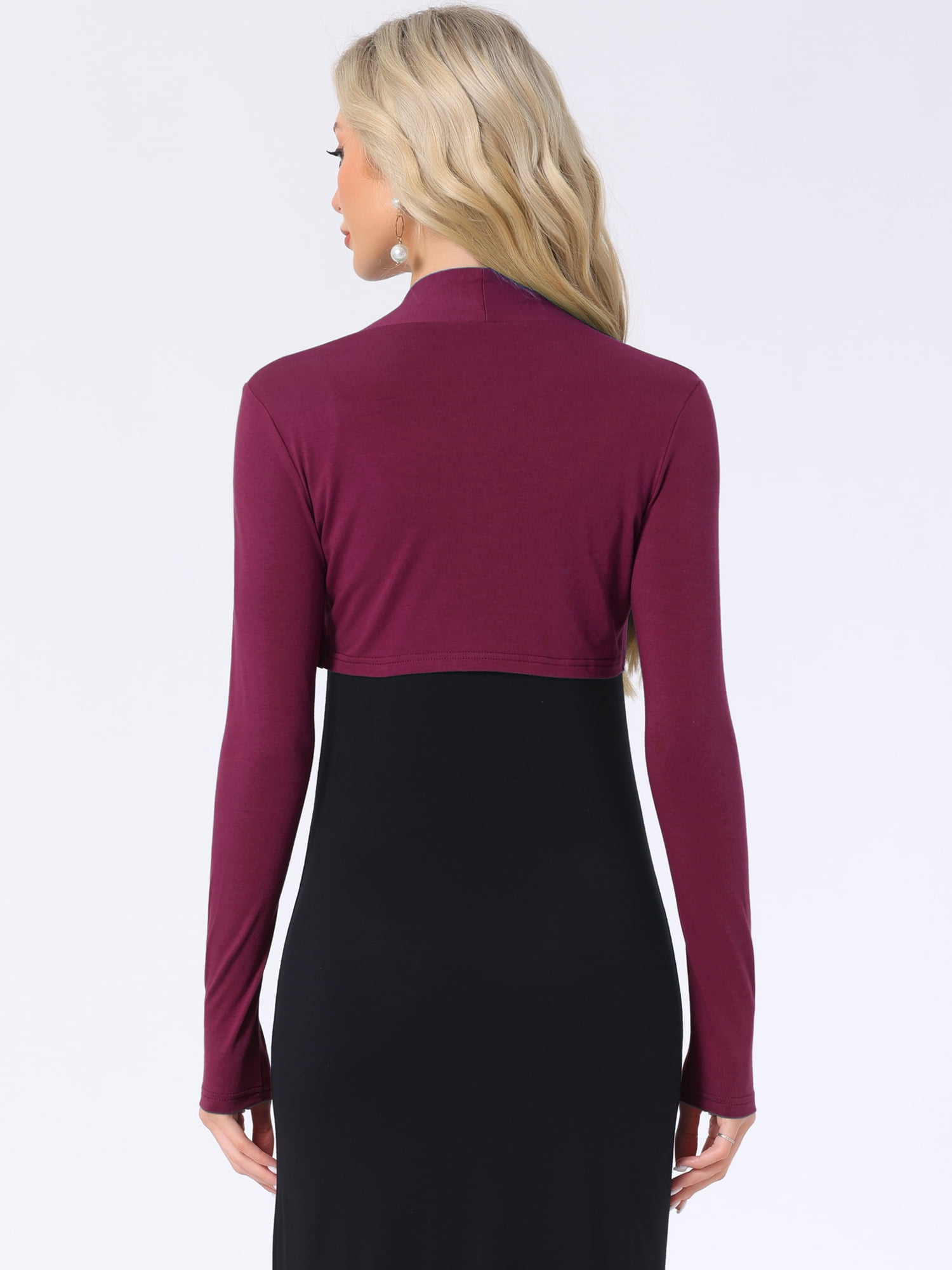 DARING DIVA Elegant Solid Color Bolero Shrug XS Black L Dark Red