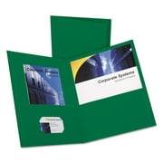 Oxford Twin-Pocket Folder, Embossed Leather Grain Paper, 0.5" Capacity, 11 x 8.5, Hunter Green, 25/Box