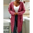 thumbnail image 3 of Sherrylily Women Cable Knit Cardigan Open Front Long Pocket Hooded Casual Outwear Sweater, 3 of 5