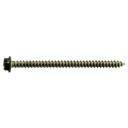 

#8 x 2-1/2 Black 18-8 Stainless Hex Head Sheet Metal Screws (12 pcs.)