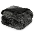thumbnail image 4 of PAVILIA Black Fluffy Bed Blanket, King Size, Fuzzy Blanket for Women Men, Furry Plush Warm Large Blanket for Couch Sofa, Super Soft Thick Faux Fur Sherpa Blanket, Tie-Dye, 90x108, 4 of 9