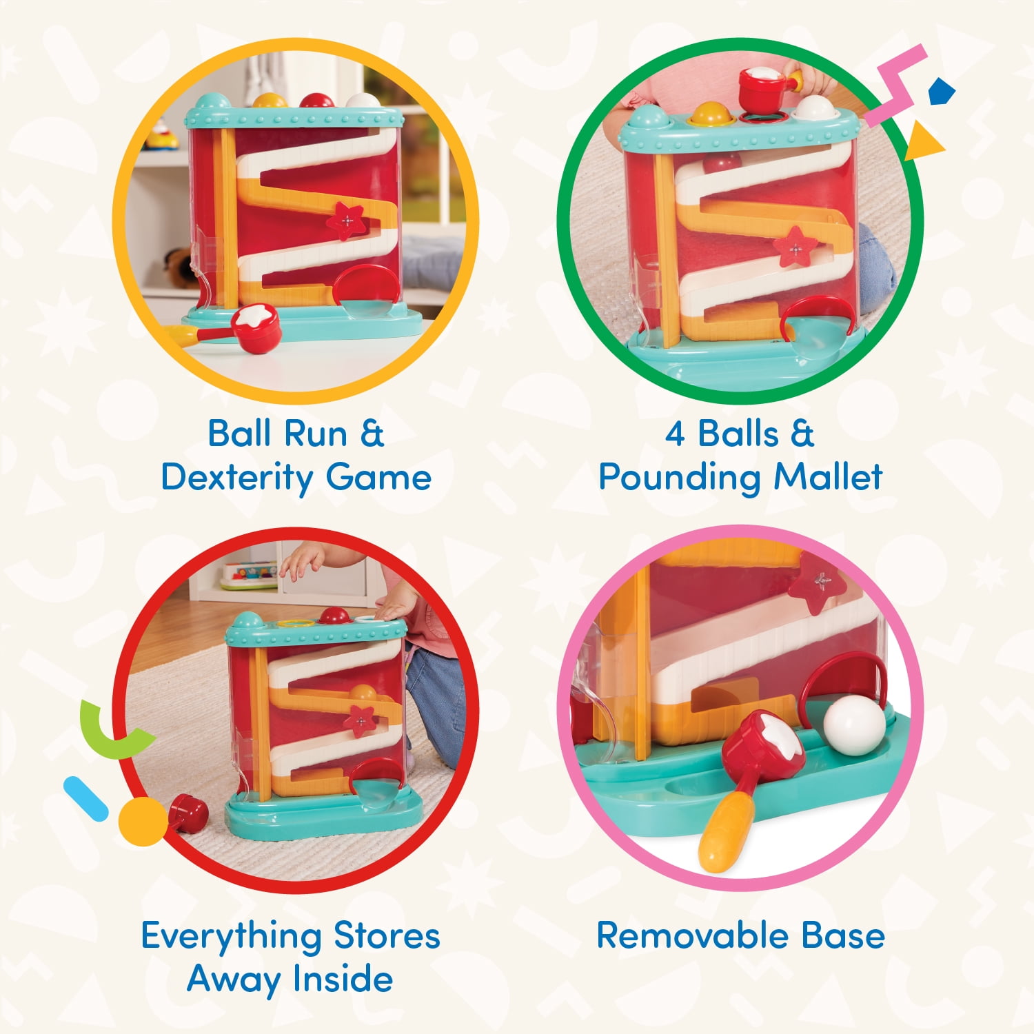 Battat Pound & Roll Ball Maze Pound-a-Ball Toy with Mallet, Baby and Toddler Toys