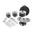 thumbnail image 3 of Stainless Steel Plates and Bowls Camping Cutlery Set Dishes Tableware with Carrying Bag Camping Utensils for Barbecue Travel 30pcs, 3 of 8