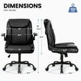thumbnail image 2 of CELTOSS Leather Office Chair, Ergonomic Executive Chair with Padded Flip-Up Armrests, Mid-Back PU Computer Desk Chair, Jet Black, 2 of 13