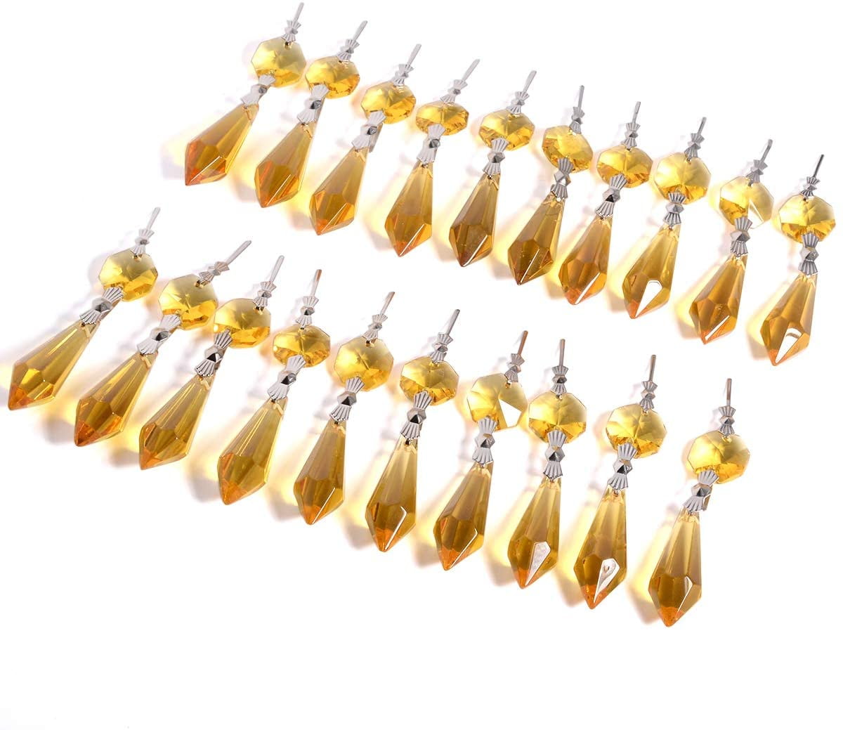 20PCS Clear Crystal Chandelier Prisms Icicles Octagon Bead Replacement Parts 