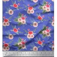 thumbnail image 1 of Soimoi Purple Poly Georgette Fabric Leaves & Ranunculus Floral Print Fabric by the Yard 52 Inch Wide, 1 of 3