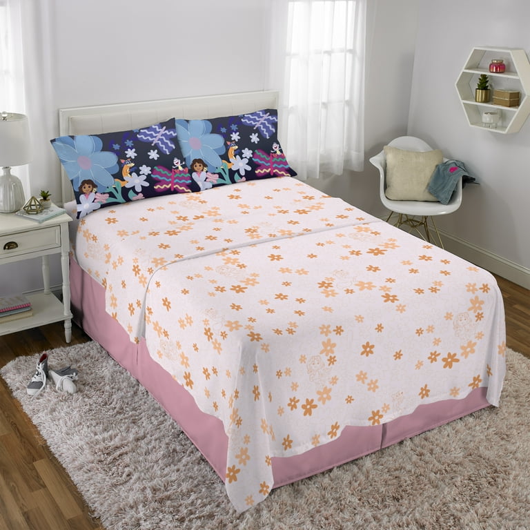 アメリカキャラクター DORA シーツセット Dora Kids 2 Piece Blue Pink Floral Reversible Comforter and