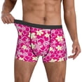 thumbnail image 3 of Men's Boxer Briefs, Hawaiian Style Pink Flower Soft Comfy Mens Underwear Boxer Briefs Breathable With Widen Waist, 3 of 7