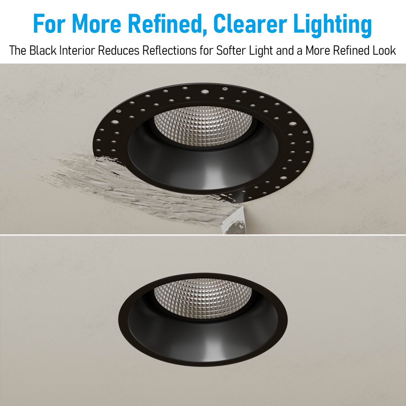 4 Pack 5CCT Round Adjustable Trimless 4-Inch LED Gimbal Recessed Light, 15W 120V Dimmable Ceiling Canless Downlight with J-Box, 2700K/3000K/3500K/4000K/5000K Selectable, Black