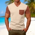 thumbnail image 2 of LIIPEE Mens T-Shirts Father'S Day Gifts Summer Casual Color Block V-Neck Set-In Short Sleeve Pullover Male Regular Fashion Comfortable Breathable Soft Daily Versatile Tee Tops With A Pocket,S, 2 of 8