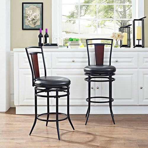 Soho Swivel Counter Stool in Black with Black Cushion