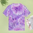 thumbnail image 4 of Colorful Swirls Tie-dye Women's Short Sleeve T-Shirt Crew Neck Casual Summer Trendy Loose Fit Tops, 4 of 6