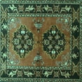 thumbnail image 1 of Ahgly Company Machine Washable Indoor Square Persian Turquoise Blue Traditional Area Rugs, 7' Square, 1 of 4